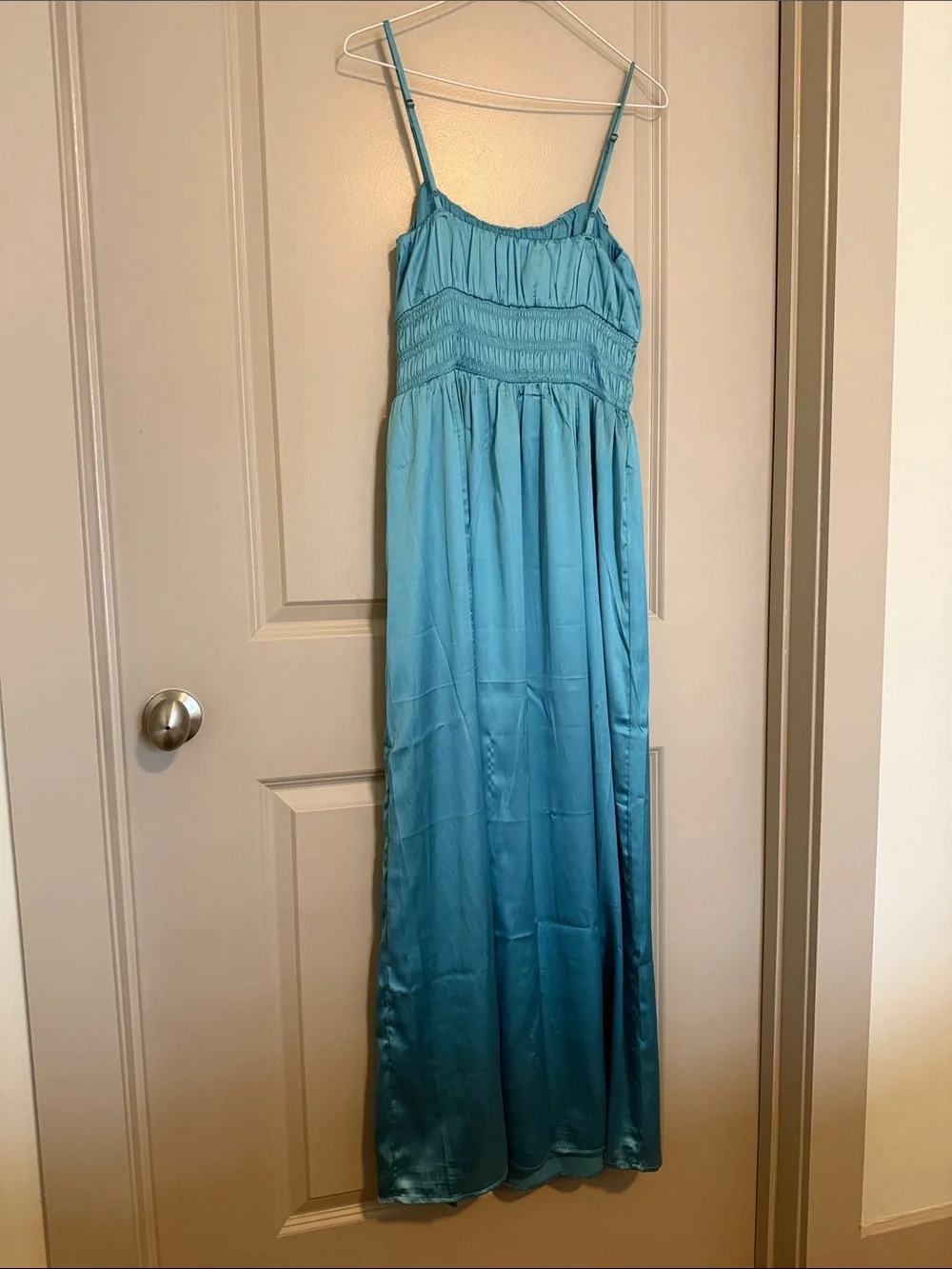 Abercrombie & Fitch Light Blue Spaghetti-Strap Maxi Dress